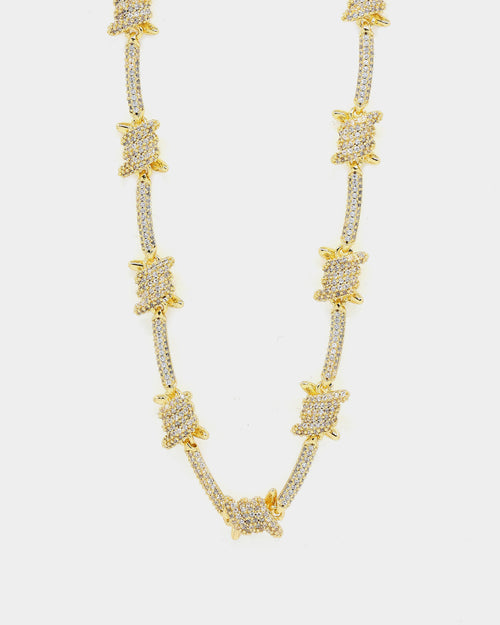 Saint Morta Men's Barbed Wire Choker Iced Gold