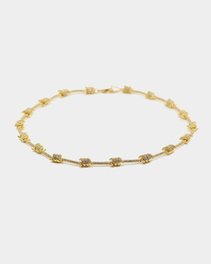 Saint Morta Men's Barbed Wire Choker Iced Gold