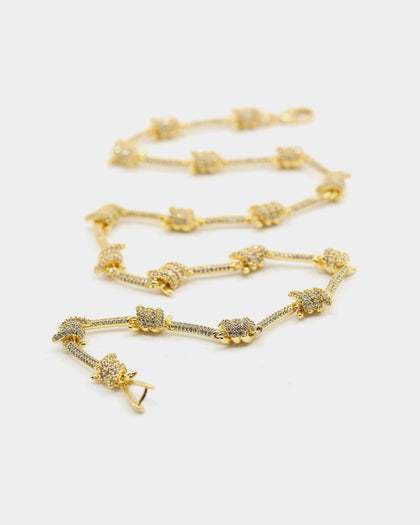 Saint Morta Men's Barbed Wire Choker Iced Gold