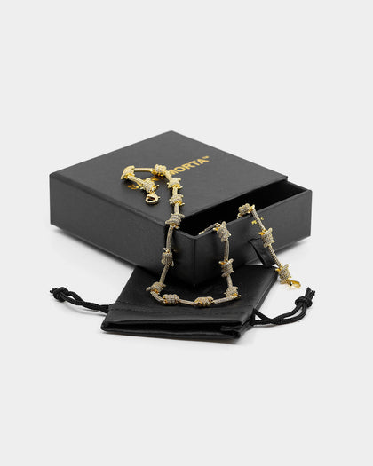 Saint Morta Men's Barbed Wire Choker Iced Gold
