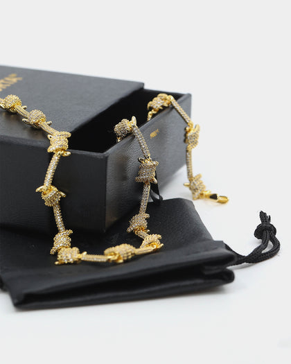 Saint Morta Men's Barbed Wire Choker Iced Gold