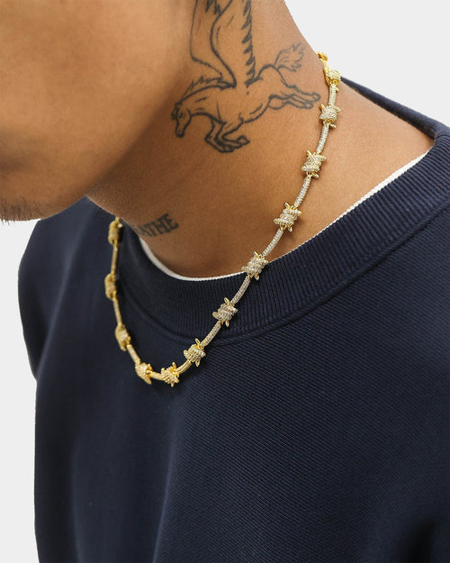 Saint Morta Men's Barbed Wire Choker Iced Gold