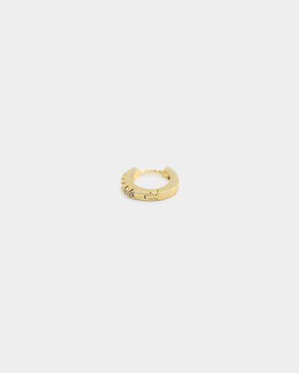Raising Hell Women's 2mm Iced Huggie Earring Iced Gold