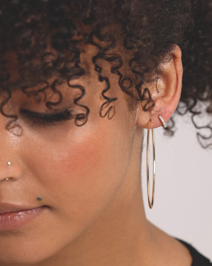 Raising Hell Women's 2mm Iced Huggie Earring Iced Gold