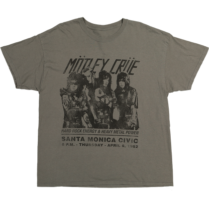 Motley Crue Men's Santa Monica Vintage T-Shirt Charcoal Wash