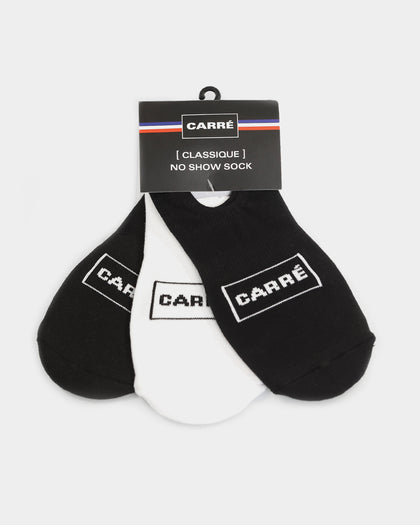 Carré Men's Classique No Show Sock 3 Pack Black/White