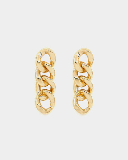 Raising Hell Women's Cuban Chain Earrings Gold