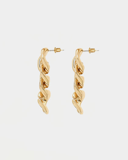 Raising Hell Women's Cuban Chain Earrings Gold