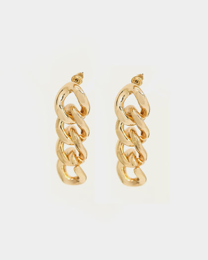 Raising Hell Women's Cuban Chain Earrings Gold