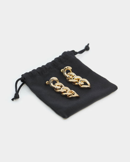 Raising Hell Women's Cuban Chain Earrings Gold