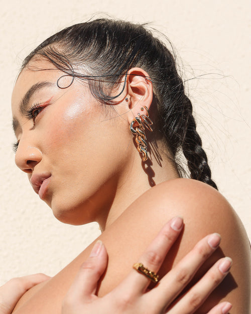 Raising Hell Women's Cuban Chain Earrings Gold