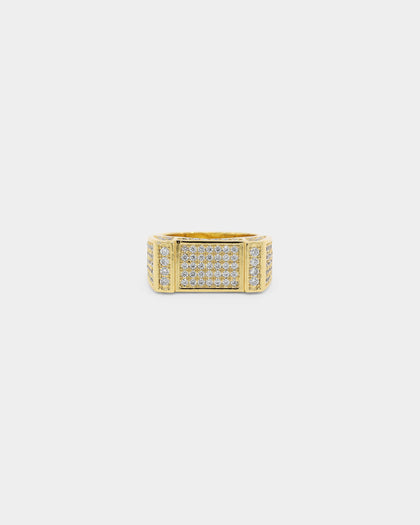 Saint Morta Rectangle Iced Ring Iced Gold