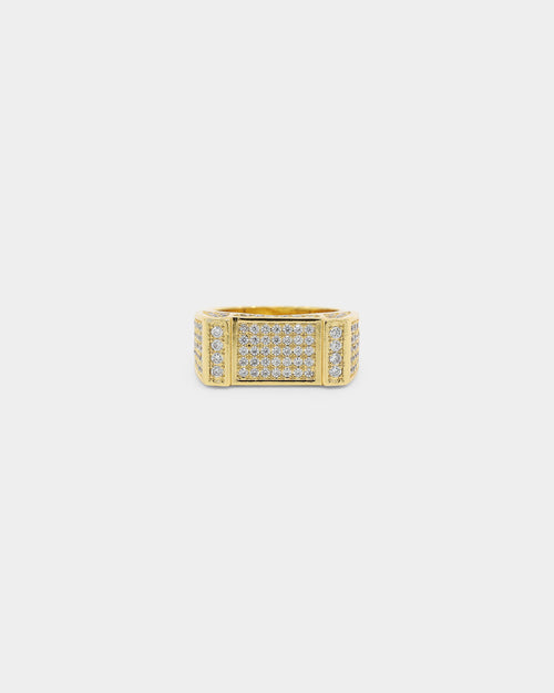 Saint Morta Rectangle Iced Ring Iced Gold