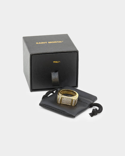 Saint Morta Rectangle Iced Ring Iced Gold
