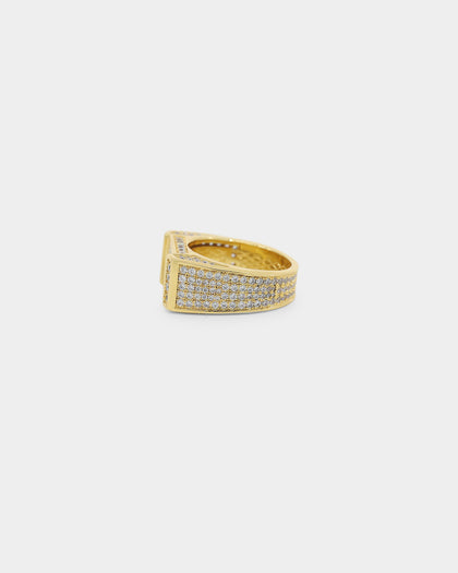 Saint Morta Rectangle Iced Ring Iced Gold