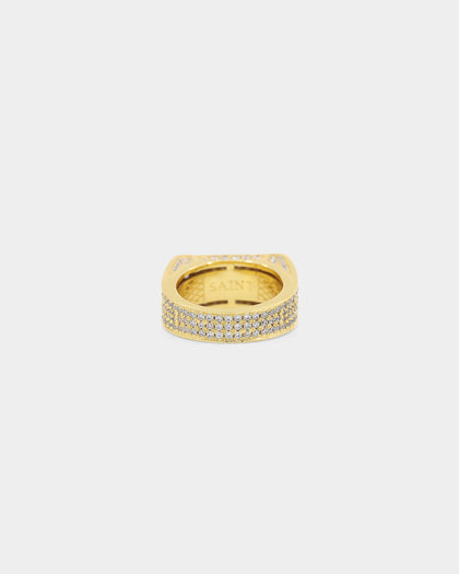 Saint Morta Rectangle Iced Ring Iced Gold