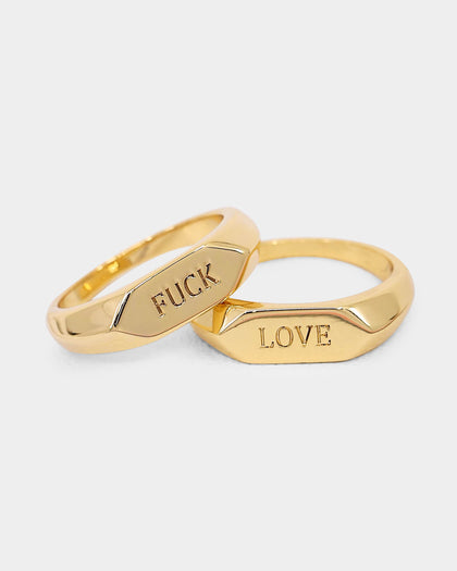 Raising Hell Women's Text Love Ring Gold