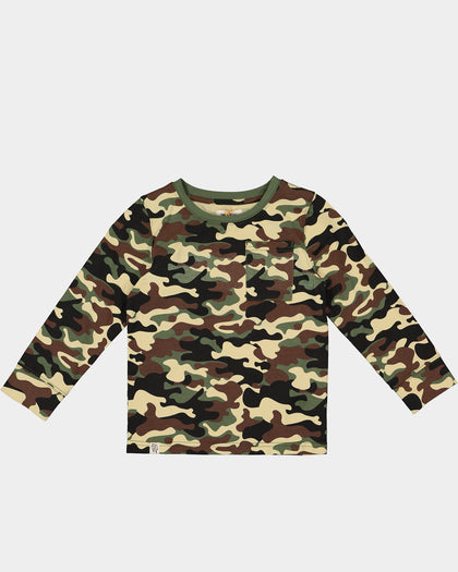 EN ES Kid's Courtside Long Sleeve T-Shirt Camo