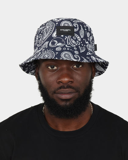 Saint Morta Paisley Skulls Bucket Hat Navy/White