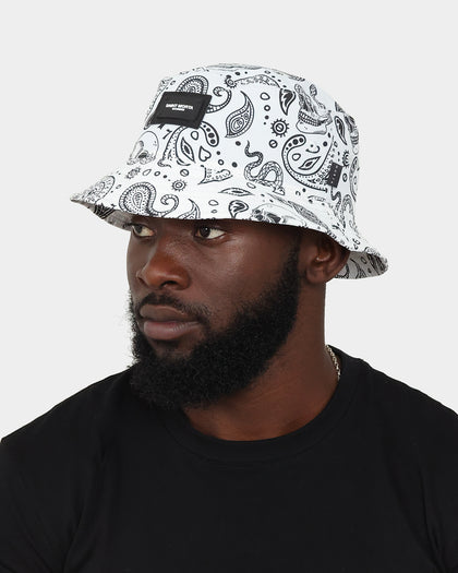 Saint Morta Paisley Skulls Bucket Hat White/Black