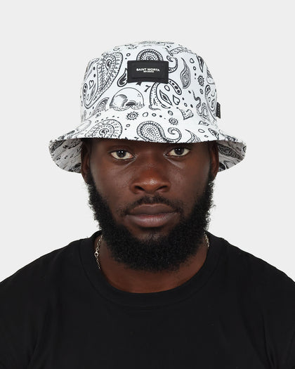 Saint Morta Paisley Skulls Bucket Hat White/Black