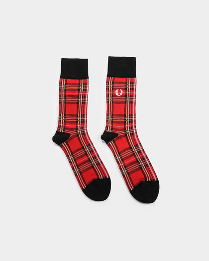 Fred Perry Royal Stewart Tartan Socks Red