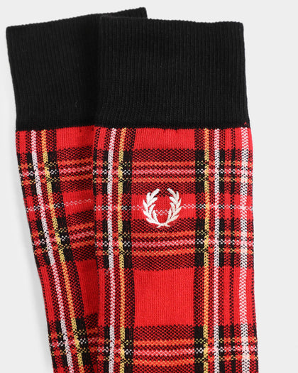 Fred Perry Royal Stewart Tartan Socks Red