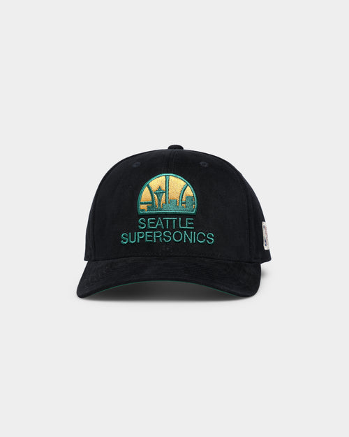 Mitchell & Ness Seattle Supersonics Hard Wood Classics Logo Pro Crown Snapback Black