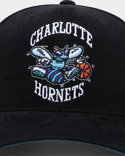 Mitchell & Ness Charlotte Hornets Hard Wood Classics Logo Pro Crown Snapback Black