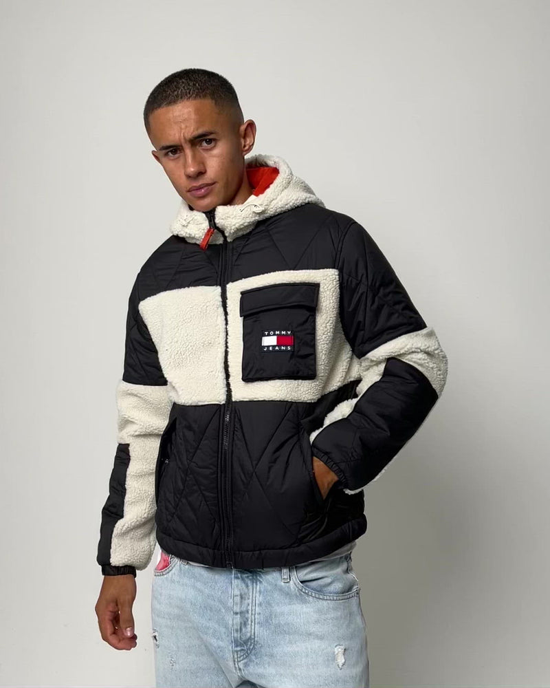sherpa quilted mix jacket