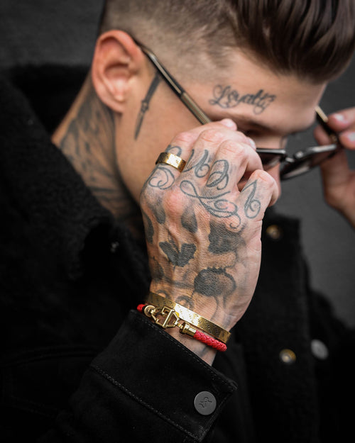 Guess Mainline G Squared Bracelet Gold/Red