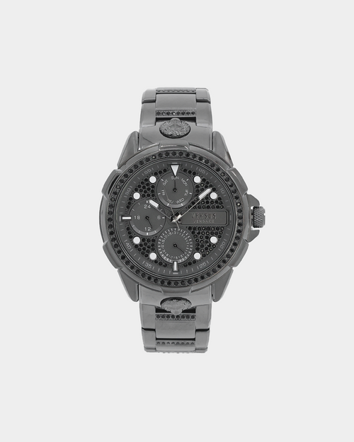 Versus Versace 6eme Arrondissement Crystal Set Gunmetal Watch Gunmetal