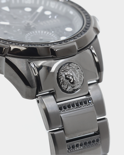 Versus Versace 6eme Arrondissement Crystal Set Gunmetal Watch Gunmetal