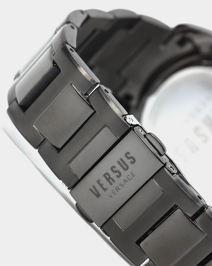 Versus Versace 6eme Arrondissement Crystal Set Gunmetal Watch Gunmetal