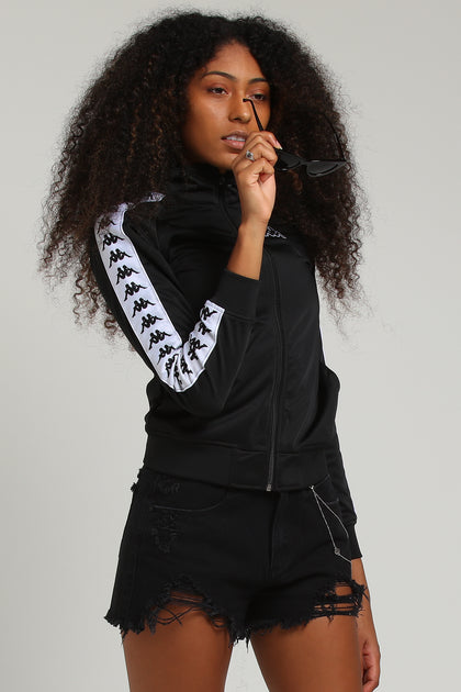 Kappa Women's 222 Banda Wanniston Jacket Black/White/Black