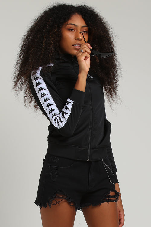 Kappa Women's 222 Banda Wanniston Jacket Black/White/Black