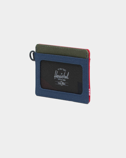 Herschel Bag Co. Men's Charlie ID RFID Wallet Navy/Red/Camo