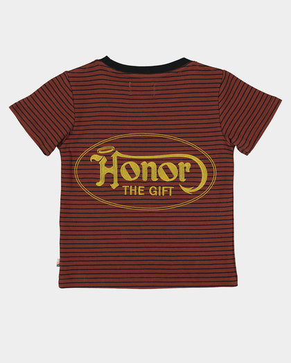 Honor The Gift Kids' Holiday Smoked Striped T-Shirt Terra Cotta
