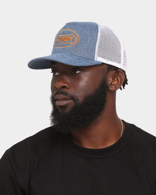 Honor The Gift Holiday Sinners & Saints Logo Trucker Snapback Light Indigo