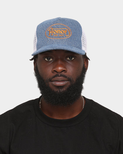 Honor The Gift Holiday Sinners & Saints Logo Trucker Snapback Light Indigo