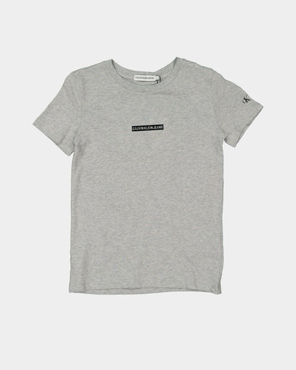 Calvin Klein Kids' Micro Flock Logo Fitted T-Shirt Light Grey Heather