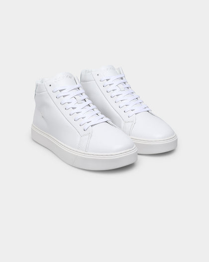Calvin Klein Lace Up Leather High Top Triple White