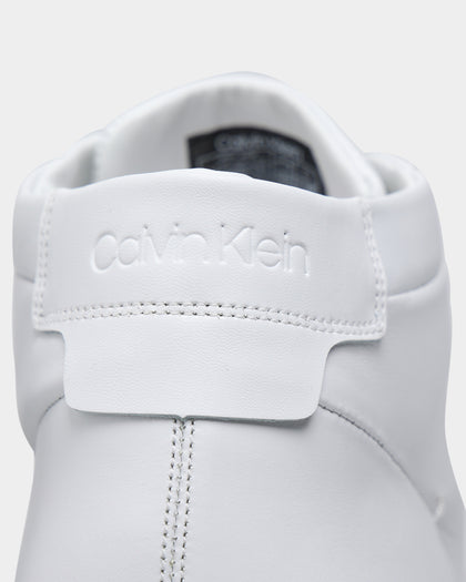 Calvin Klein Lace Up Leather High Top Triple White