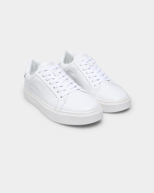 Calvin Klein Lace Up Leather Low Top Triple White