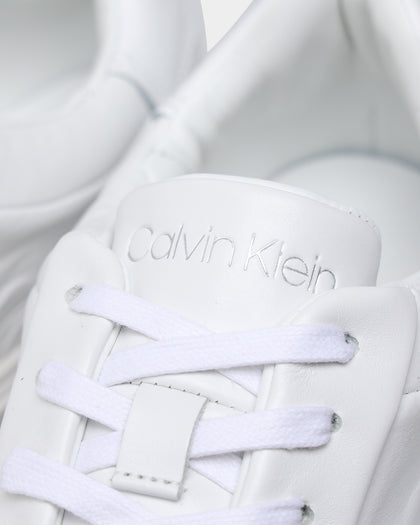 Calvin Klein Lace Up Leather Low Top Triple White