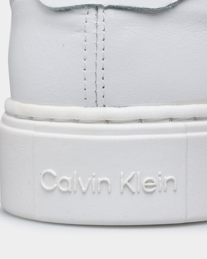 Calvin Klein Lace Up Leather Low Top Triple White