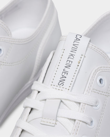 Calvin Klein Essential Vulcanised Lace Up Sneakers Triple White