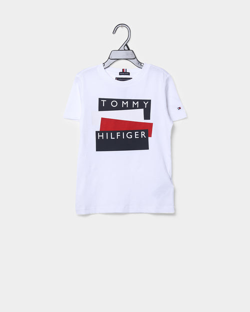 Tommy Jeans Kids TH Sticker Short Sleeve T-Shirt White