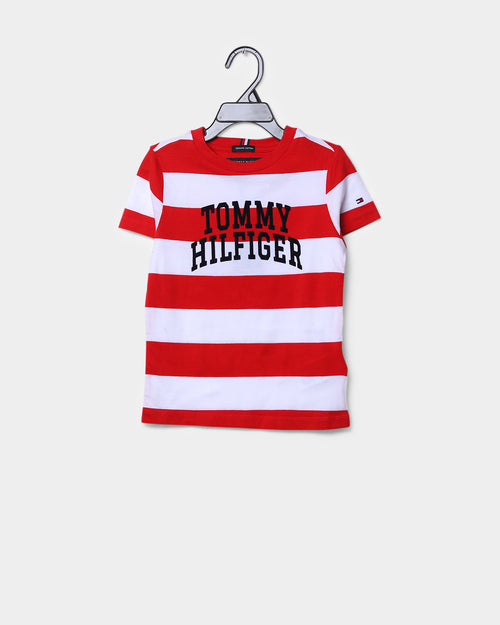 Tommy Jeans Kids Rugby Graphic Short Sleeve T-Shirt Red Stripe