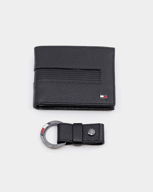 Tommy Jeans Men's Downtown CC Wallet & Keychain Gift Set Black